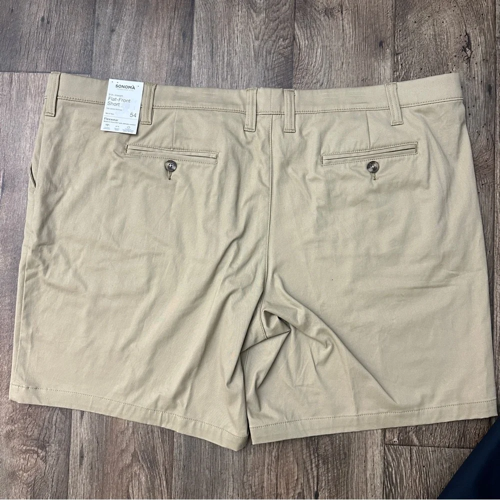 Sonoma Flexwear Flat Front Cotton Shorts 2 pc Bundle Size 54 Blue Tan